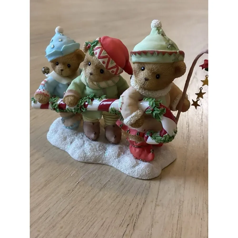 Cherished Teddies Adam Karen Katelyn Bringing A Sweet Season Candy Cane LOW REG